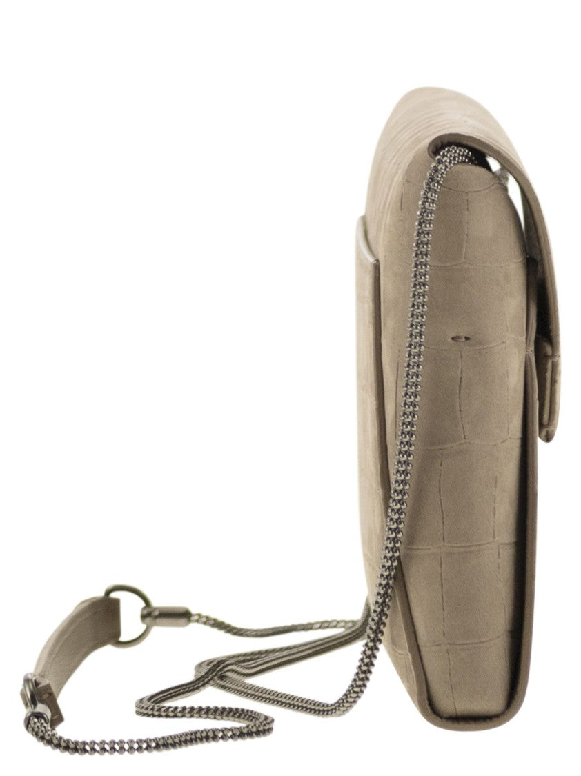 Brunello Cucinelli Bc Duo Nubuck Croc Print Clutch Bag