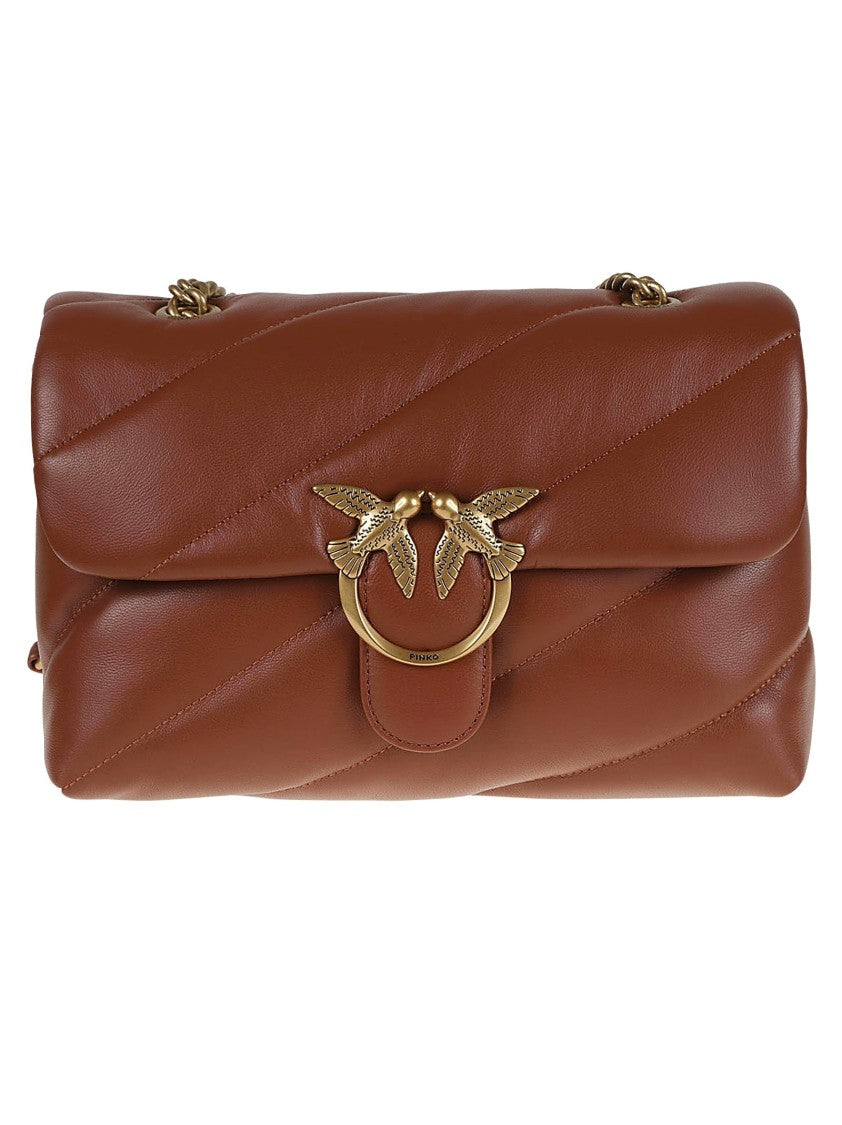 Pinko Metallic Quilted Calfskin 'Love Puff' Shoulder Bag