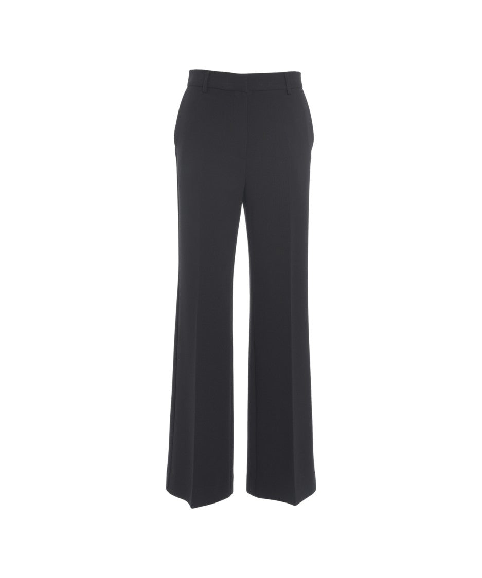 Ottod'ame Wide-Leg Palazzo Trousers With Pressed Pleats And Side Pockets