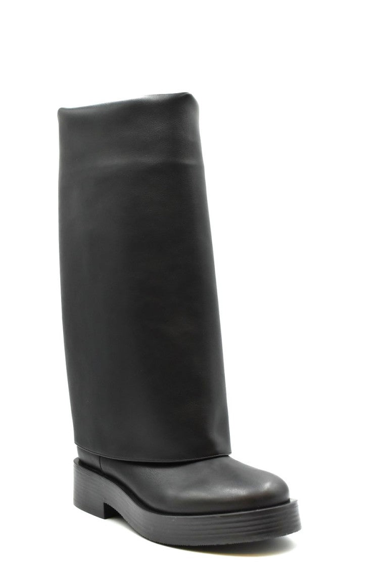 Casadei Black Charlie Chunky Heel Leather Ankle Boots