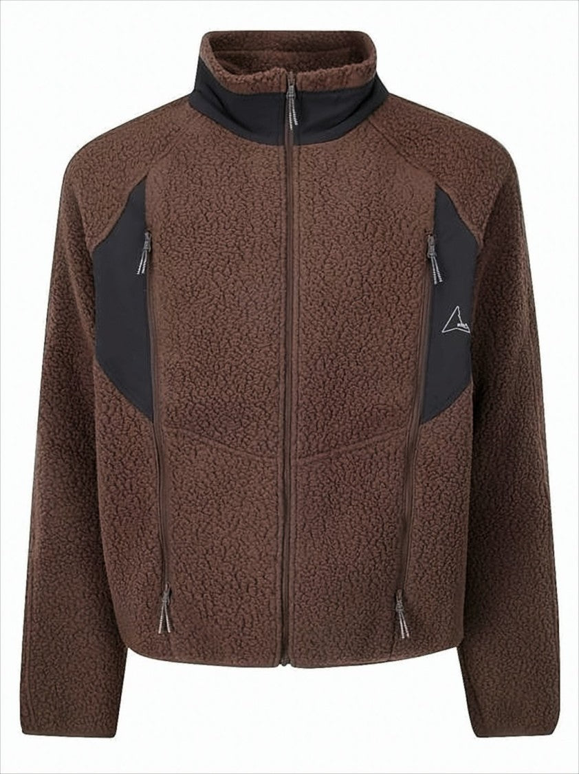 Roa Cropped Jacket With Contrasting Panels And Plush Texture