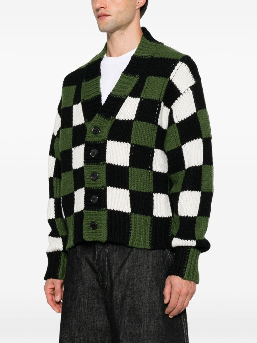 Kenzo Checkered Button-Up Knit Sweater