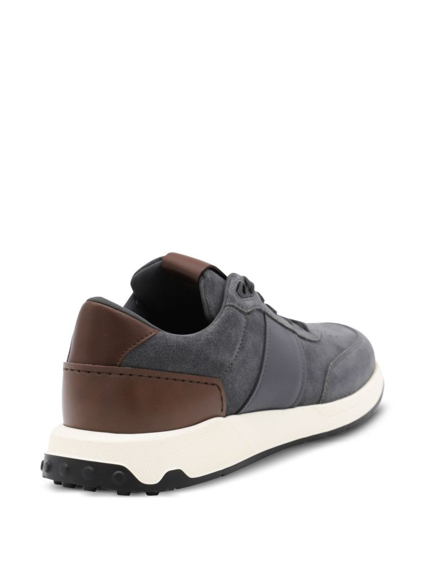 Tod's Sporty Grey Suede And Leather Sneakers
