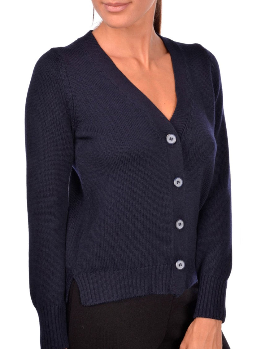Gran Sasso Deep V-Neck Wool Cardigan With Button-Down Front