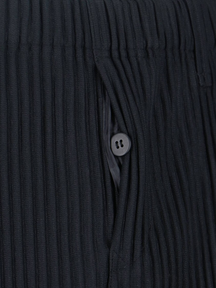 Homme Plissé Issey Miyake Pleated Black Trousers With Elastic Waistband