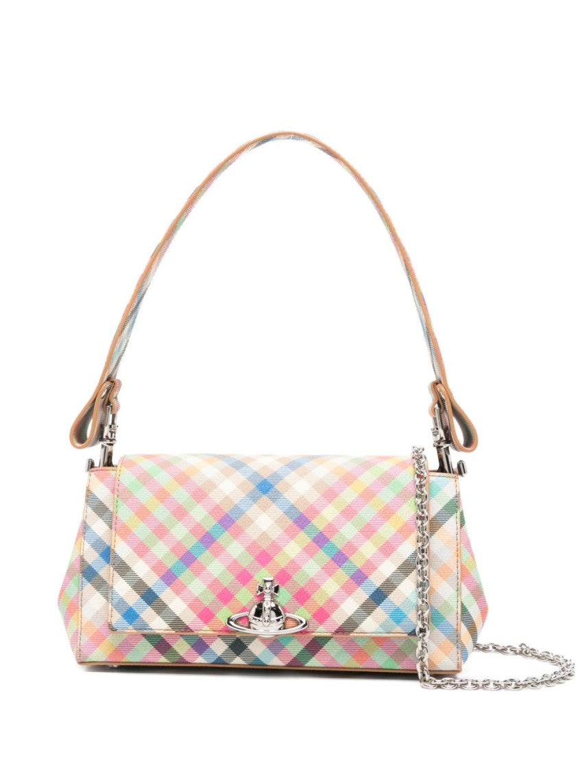 Vivienne Westwood Multicolor Plaid Handbag With Structured Silhouette And Flap Closure