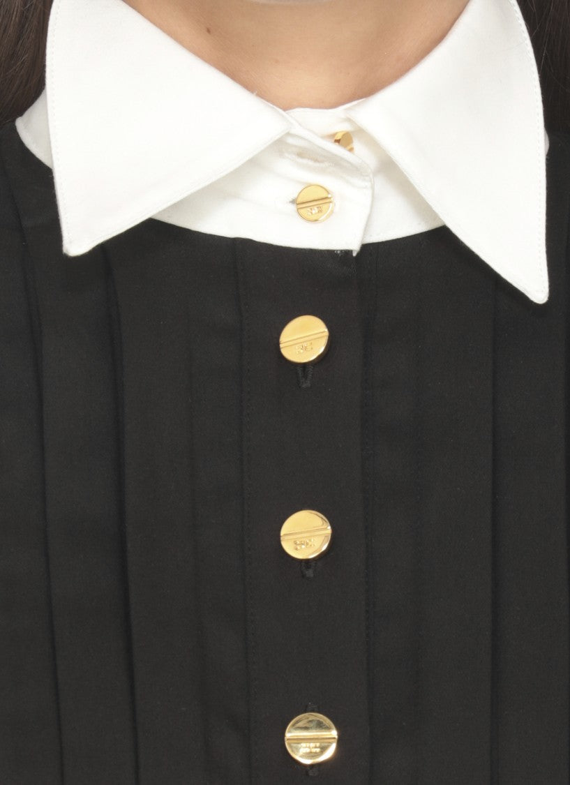 Elisabetta Franchi Cropped Black Shirt With Contrasting Details