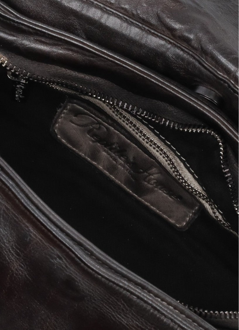 Reptile's House Metallic Brown Reptile's House Handbag With Braided Pattern