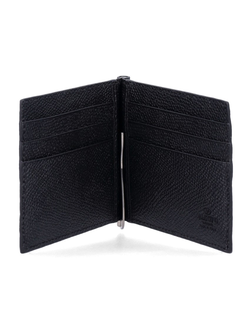 Valentino Garavani Textured Black Leather Money Clip