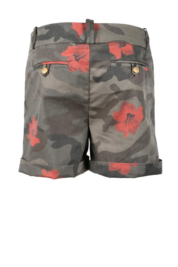 History Repeats Green/Red Cotton Polyester Shorts