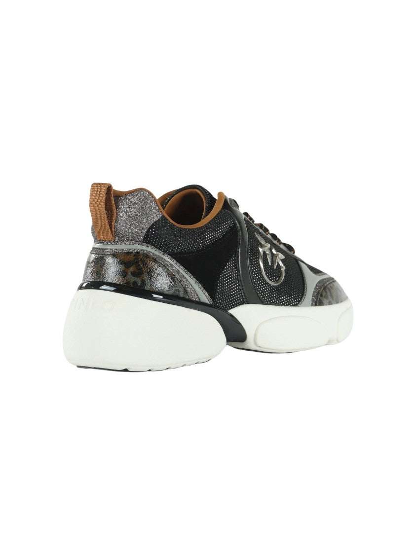 Pinko Alba 03 Color-Block Animal Print Sneakers