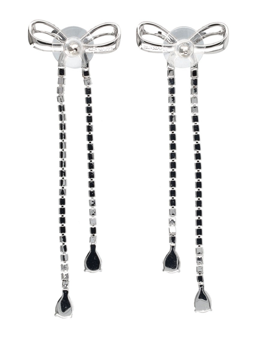 Self-Portrait Silver Crystal Bow Dangle Earrings