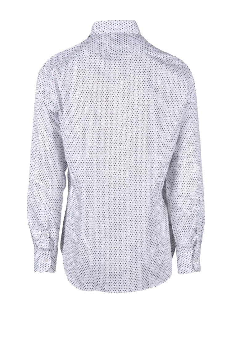 Brio White Brown Dotted Cotton Shirt