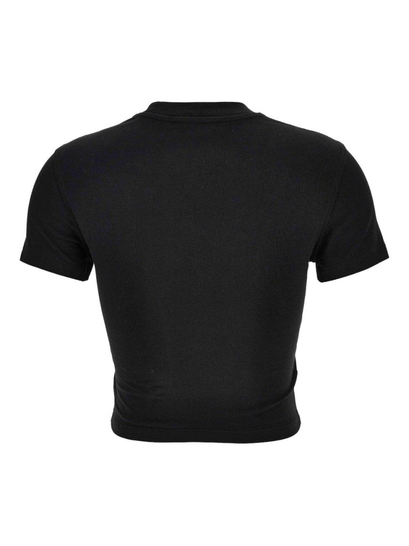 Versace Jeans Couture Cropped Black T-Shirt With Butterfly Graphic