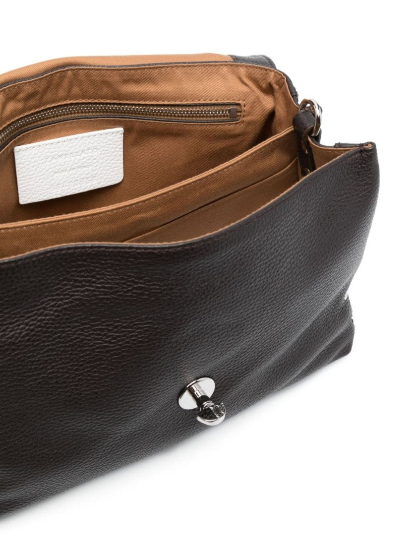 Zanellato Structured Handbag In Deep Brown Pebbled Leather