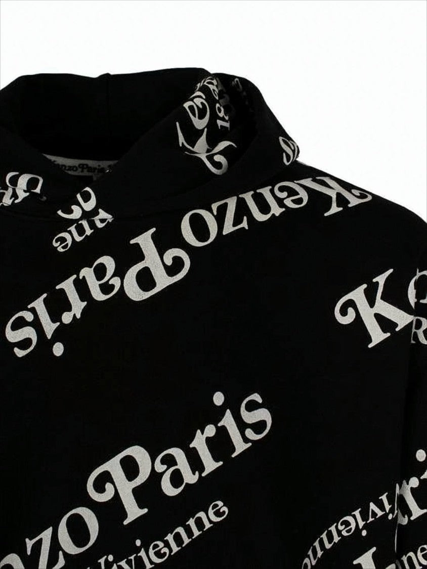 Kenzo Relaxed-Fit Black Hoodie With Bold Logo Print