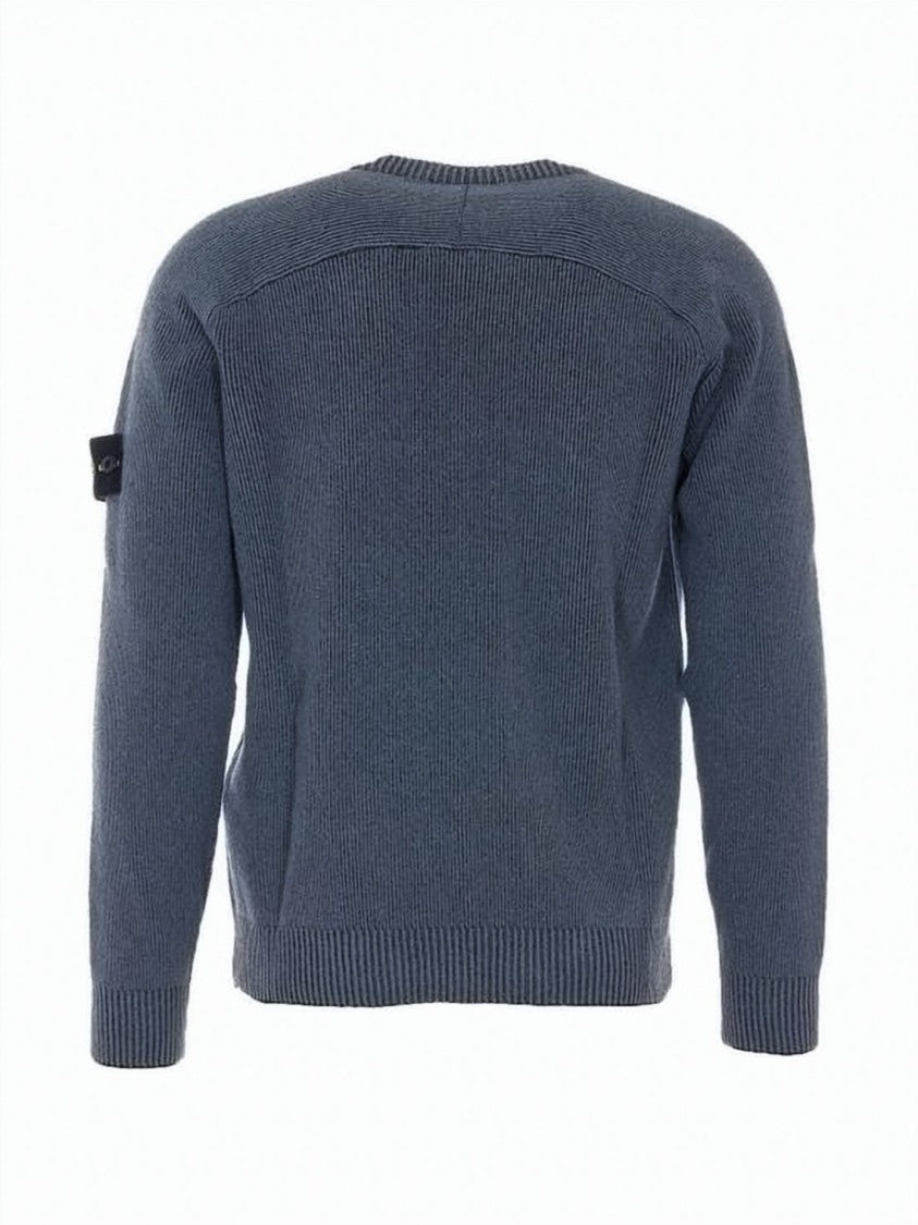 Stone Island Textured Ribbed Knit Crewneck Jumper