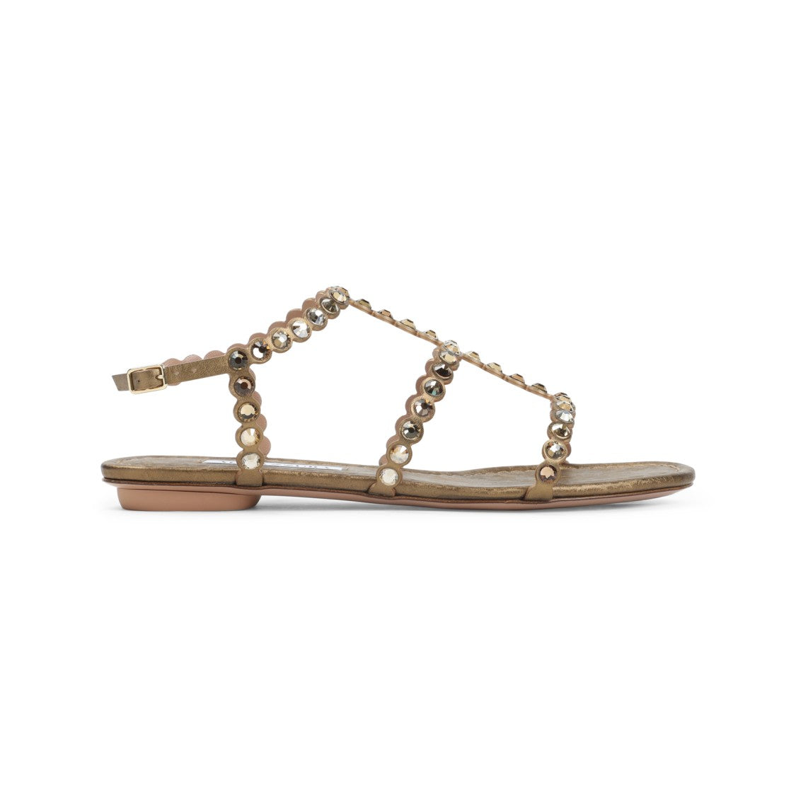 Aquazzura Gold Metallic Sandals With Reflective Studs