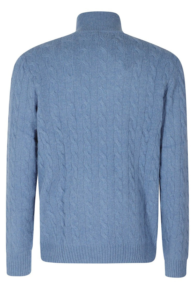 Polo Ralph Lauren Blue Borage Cable Knit Wool-Cashmere Pullover Sweater