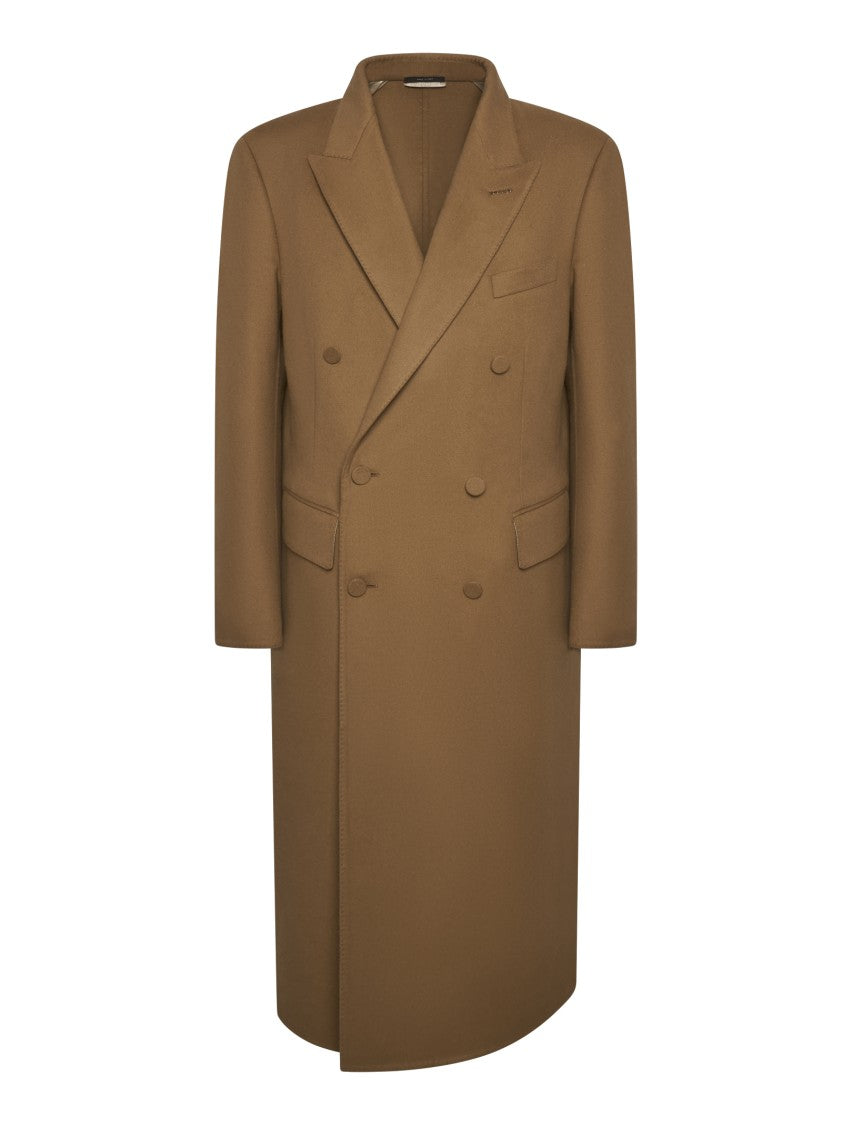 Tom Ford Double-Breasted Beige Wool-Cashmere Blend Coat