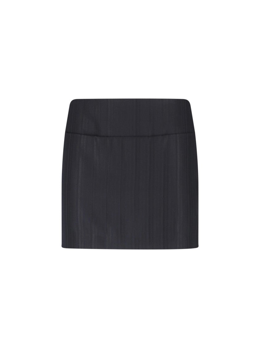 Dondup Black Gessato Wool Pinstripe Mini Skirt