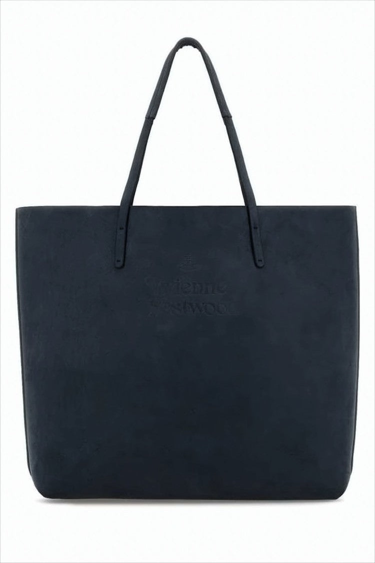 Vivienne Westwood Structured Black Cow Leather Tote Bag