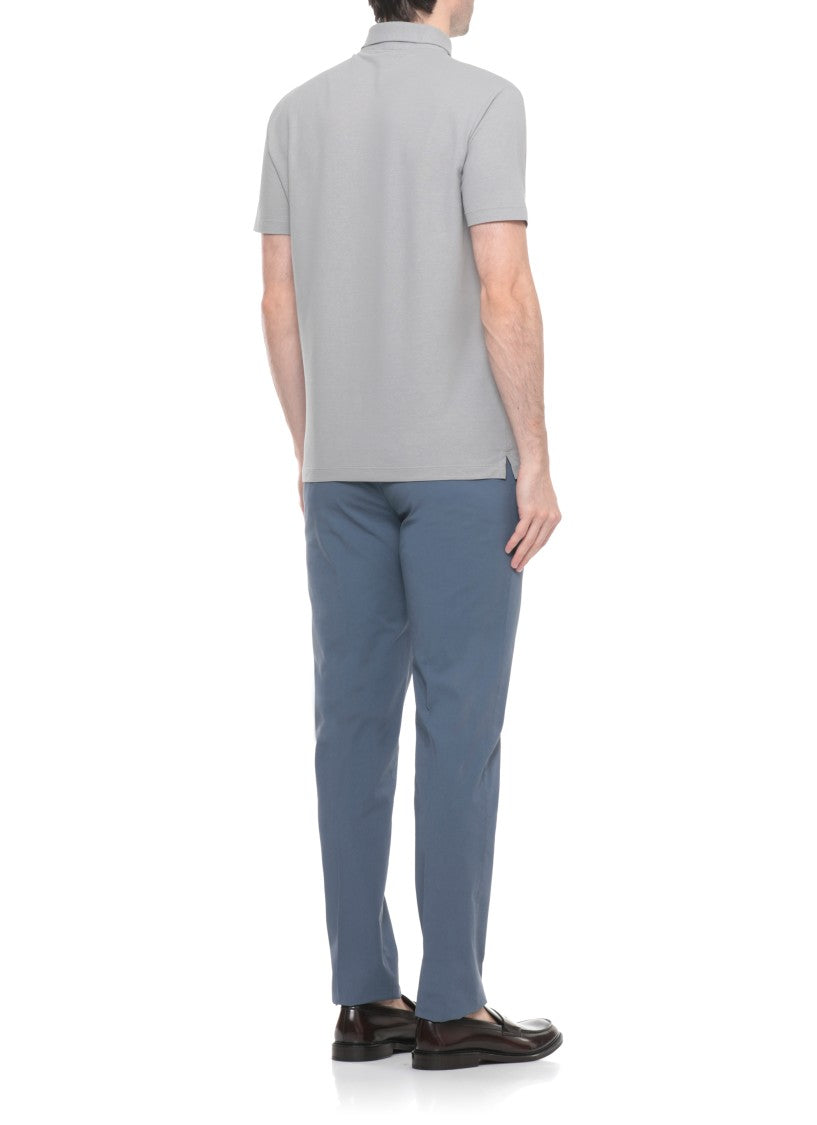 Zanone Grey Cotton Polo Shirt