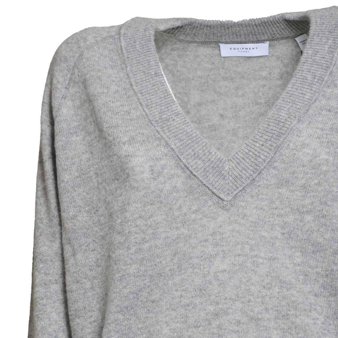 Equipment Grey Cashmere V-Neck Sweater