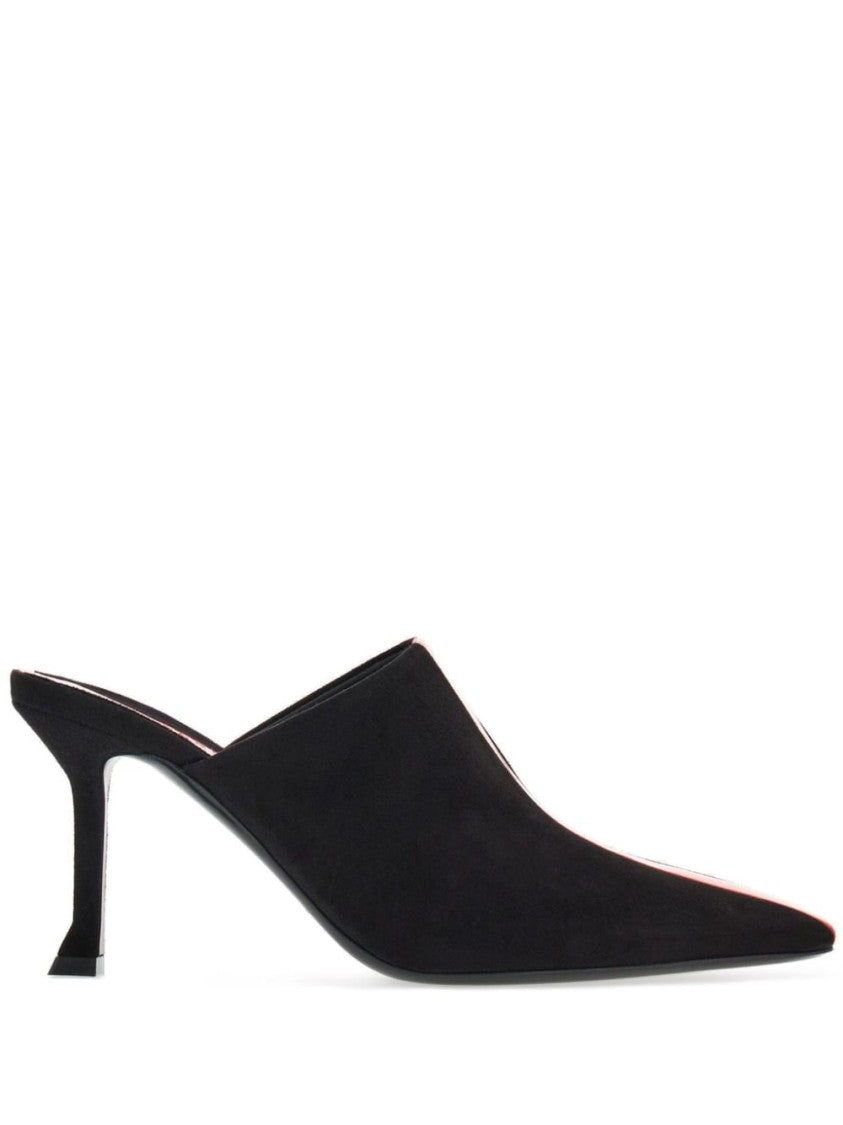 Ferragamo 85Mm Black Goat Suede Mules