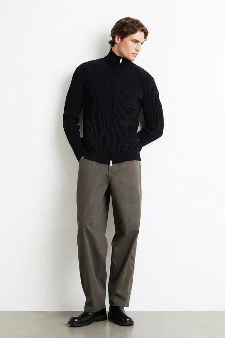 Rrd Navy Ribbed Full-Zip Stand-Collar Sweater