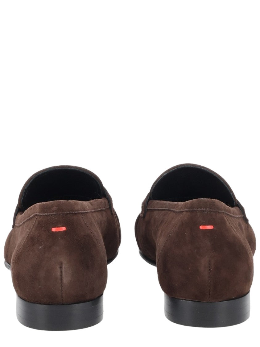 Aeydē Penny Strap Soft Kid Suede Loafers