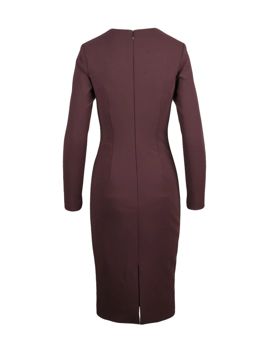 Elisabetta Franchi Brown Silhouette Chain Detail Stretch Fitted Dress