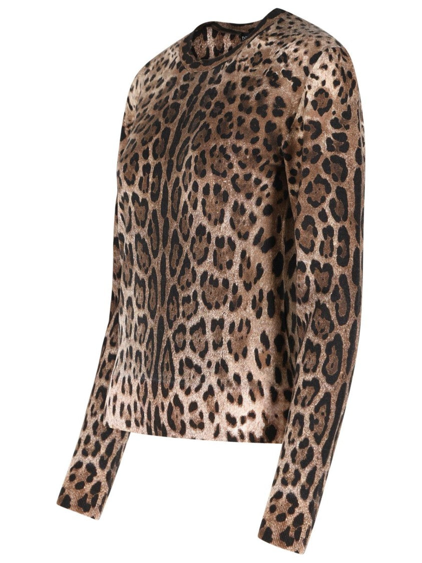 Dolce & Gabbana Leopard Print Virgin Wool Sweater