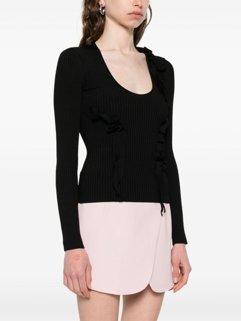 Coperni Scoop Neck Top With Decorative Ruffles