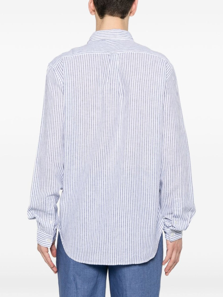 Woolrich Vertical Striped Long-Sleeved Shirt With Classic Collar And Buttoned Cuffs
