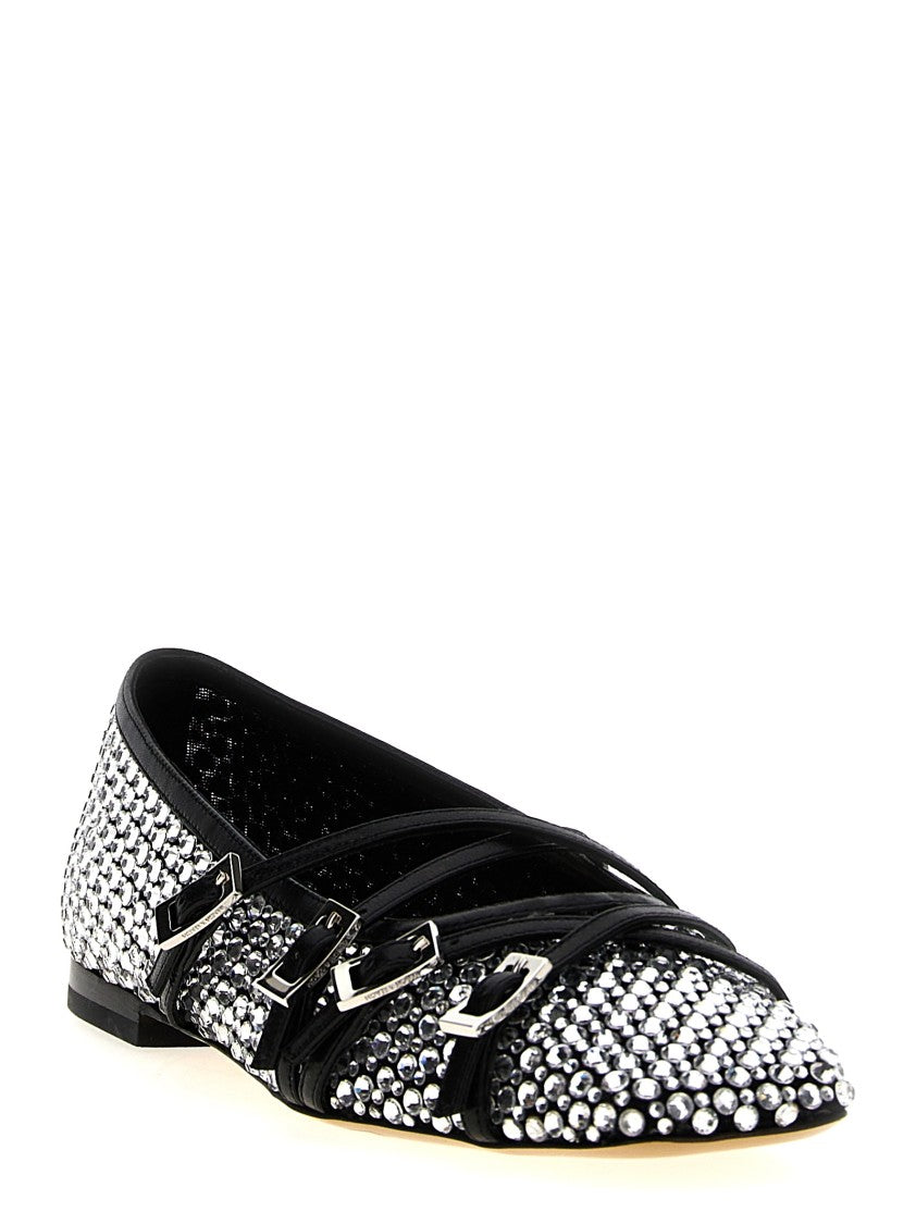 Mach & Mach Crystal Net' Ballet Flats