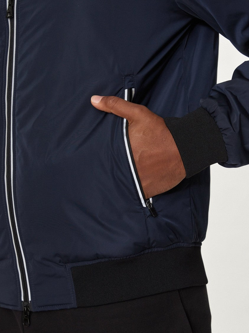 Emporio Armani Navy Blue Nylon Bomber Jacket