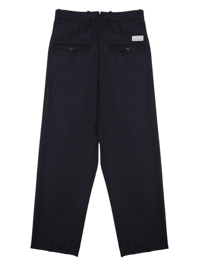 Nine In The Morning Neutrals Kai Pleated Wool Wide-Leg Pants