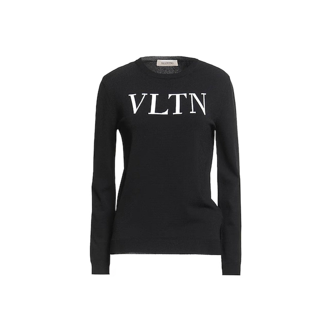 Valentino Logo Print Black Pullover With Ribbed Details