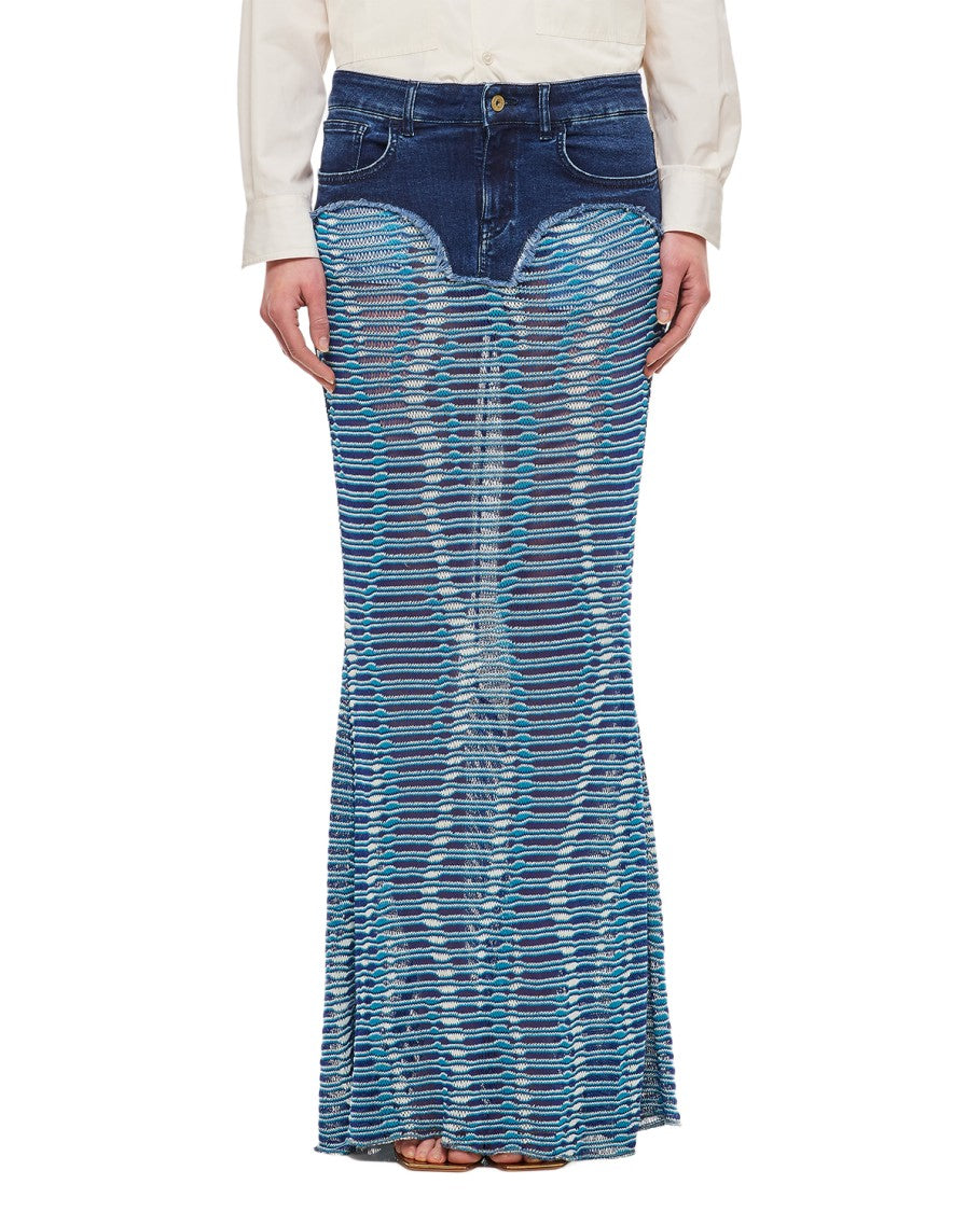 Vitelli Siren Denim Jaquard Maxi Skirt