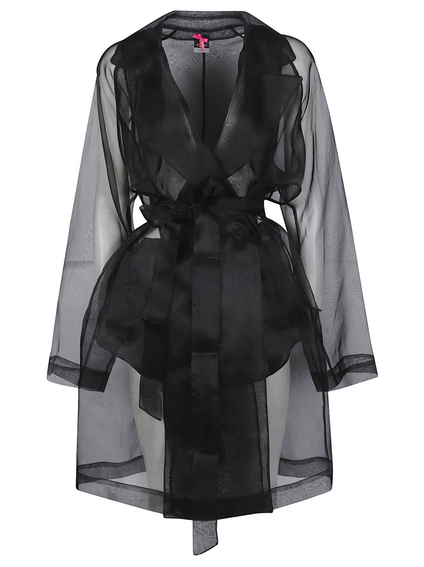 Pinko Cocco Sheer Silk Belted Trench Coat