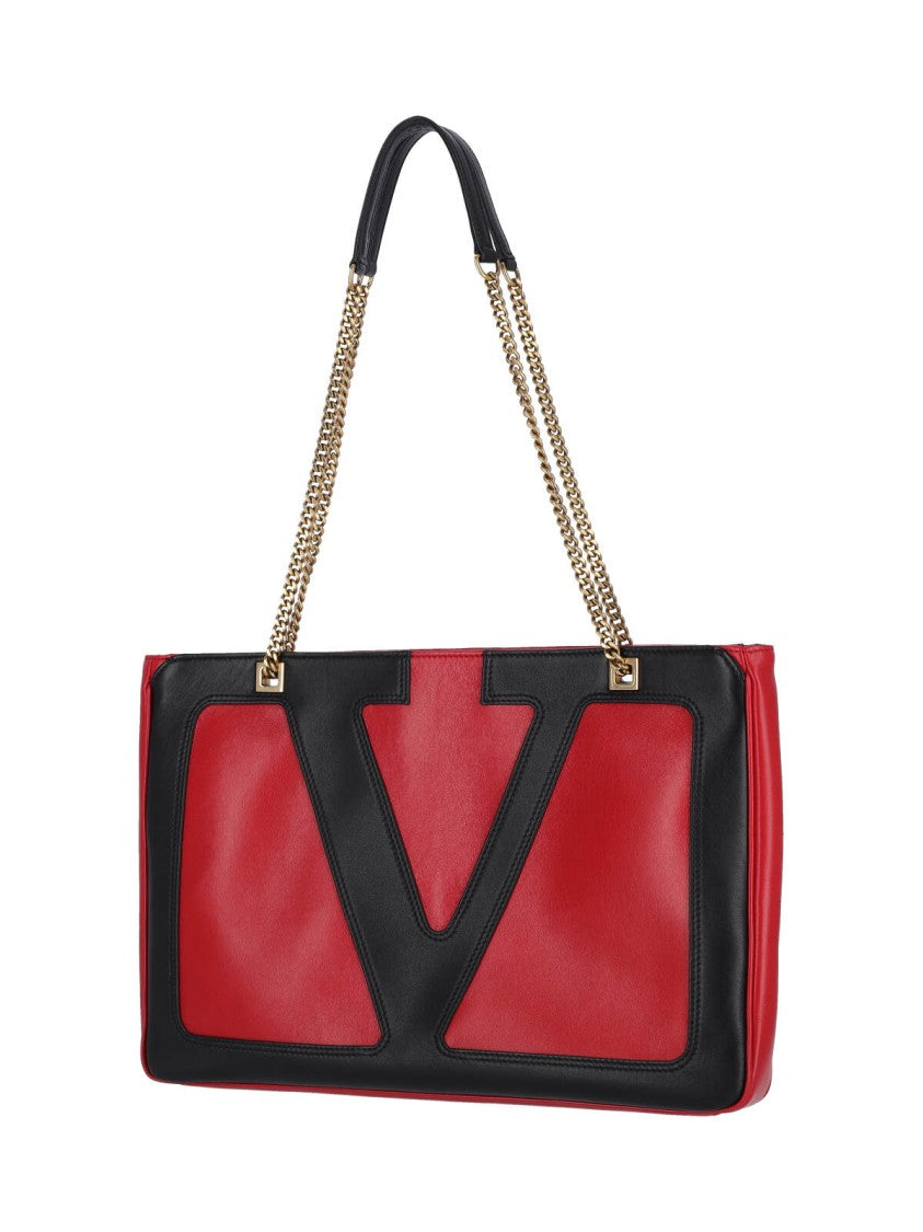 Valentino Garavani Structured Red Shoulder Bag With Iconic Logo