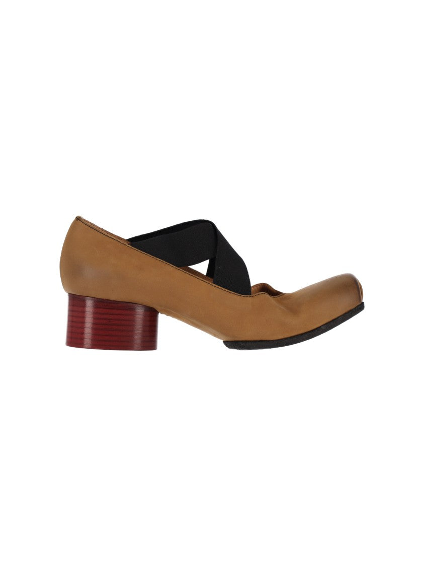Uma Wang Brown Square-Toe Leather Flats