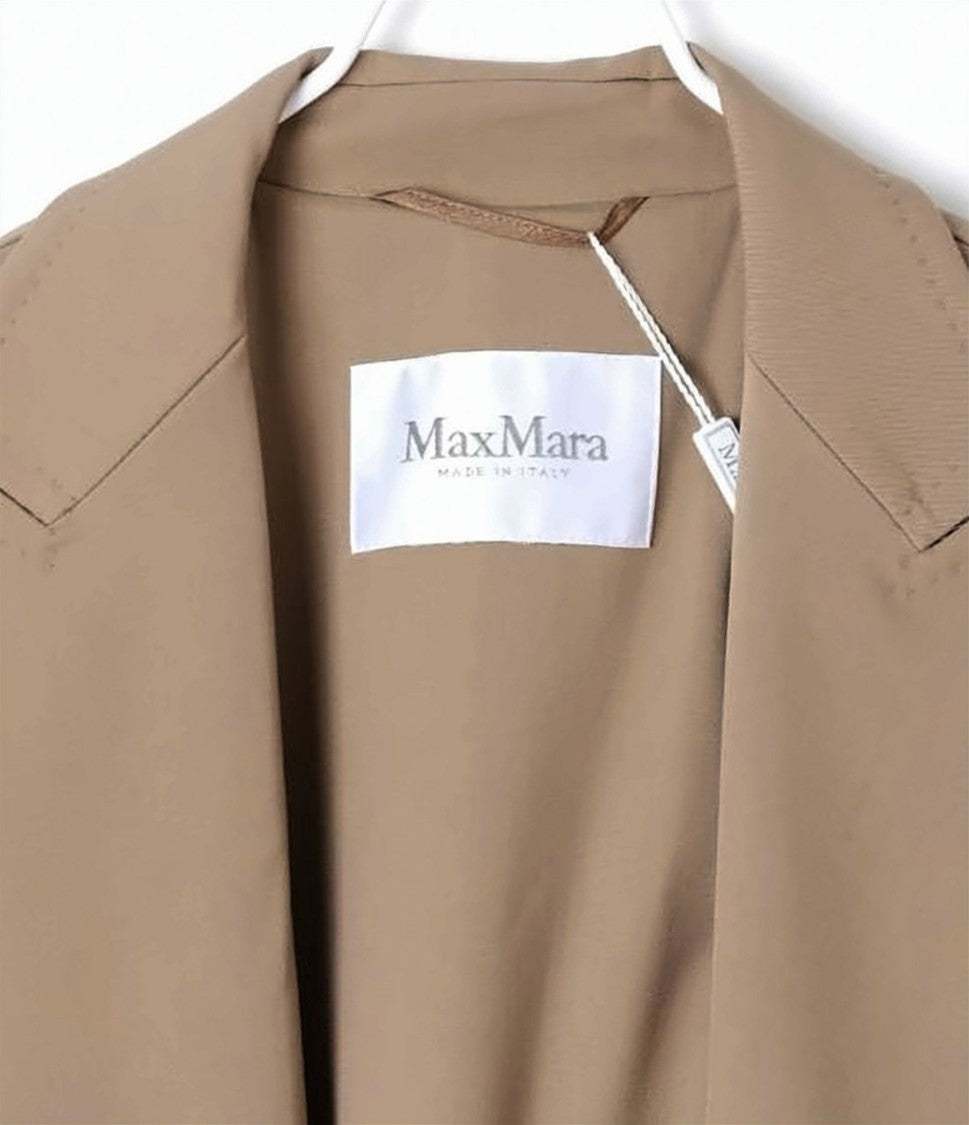 Max Mara Long Tailored Brown Coat With Belted Waist