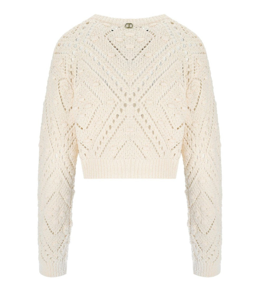 Twin-Set Light Natural Cropped Cardigan