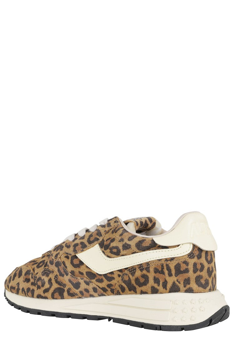Autry Brown Leopard Print Reelwind Low Leather Sneakers