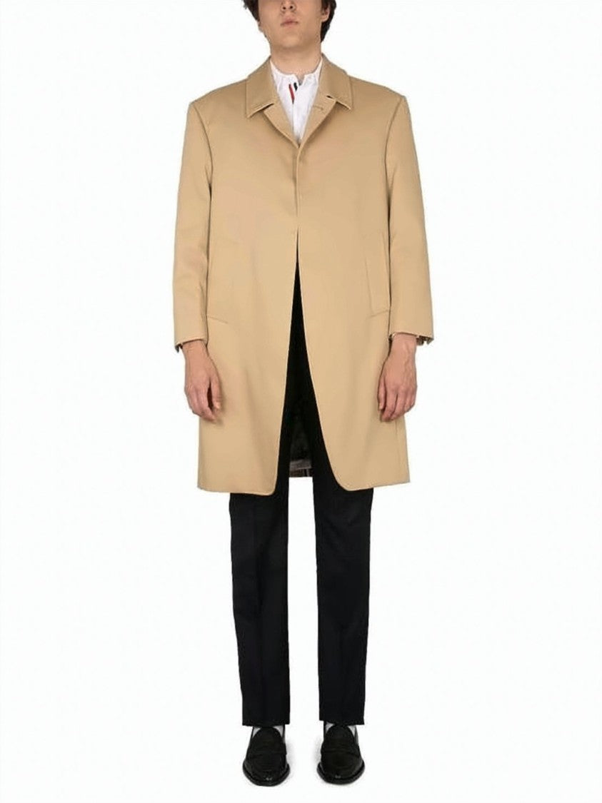 Thom Browne Tailored Mid-Length Coat With Clean Lines And Minimalist Design