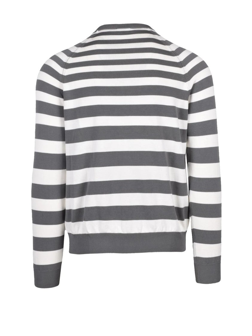 Drumohr Raglan Crewneck - White/Grey