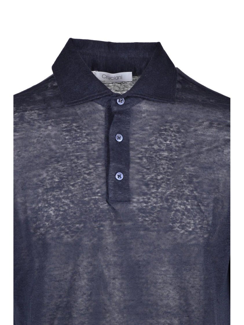 Cruciani Linen Polo Shirt - Blue