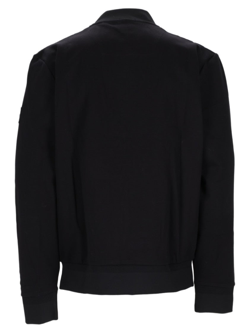 Boss Modern Fitted Black Sweater With Quilted Panel Design